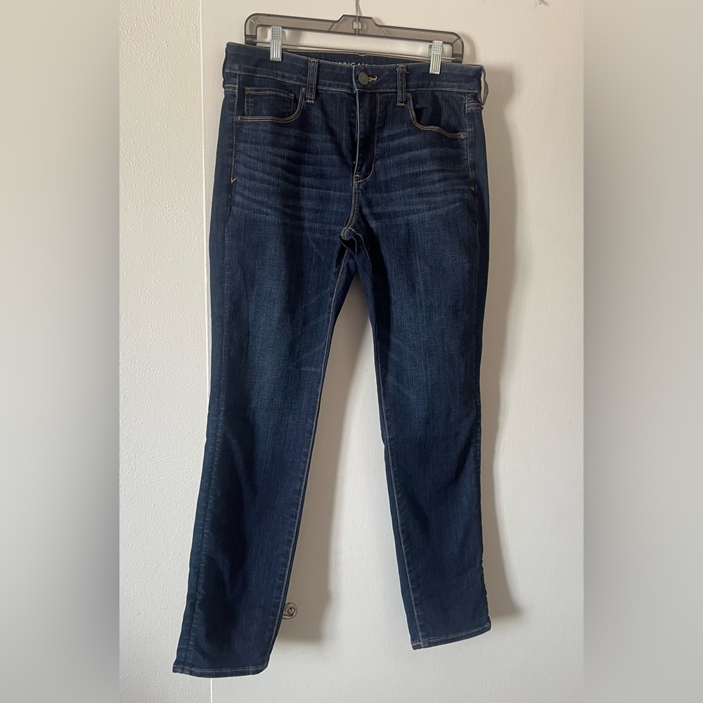 American Eagle Outfitters Dark Blue Straight Leg Jeans